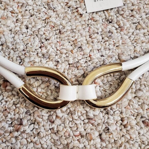 White 100% Genuine Leather Belt with Loop hardware Women O/S - Picture 2 of 16
